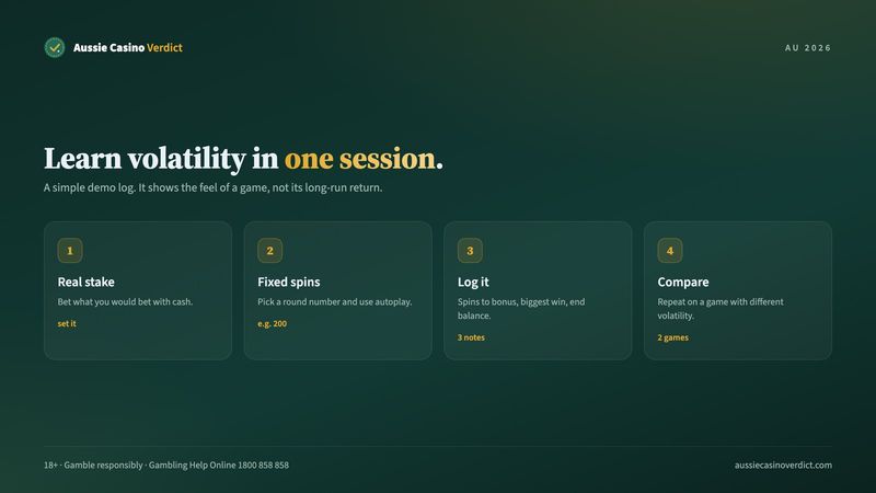 Four-step method for logging a session of demo pokies to understand volatility