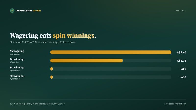 Wagering on free spin winnings: what is left at no wagering, 10x, 35x and 50x