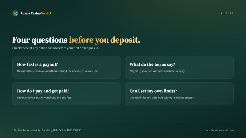 Four questions to ask before depositing at an online casino in Australia