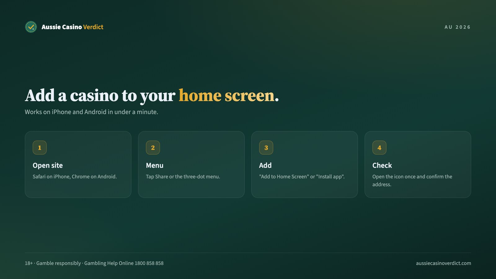 Steps to add a mobile casino Australia players use to an iPhone or Android home screen
