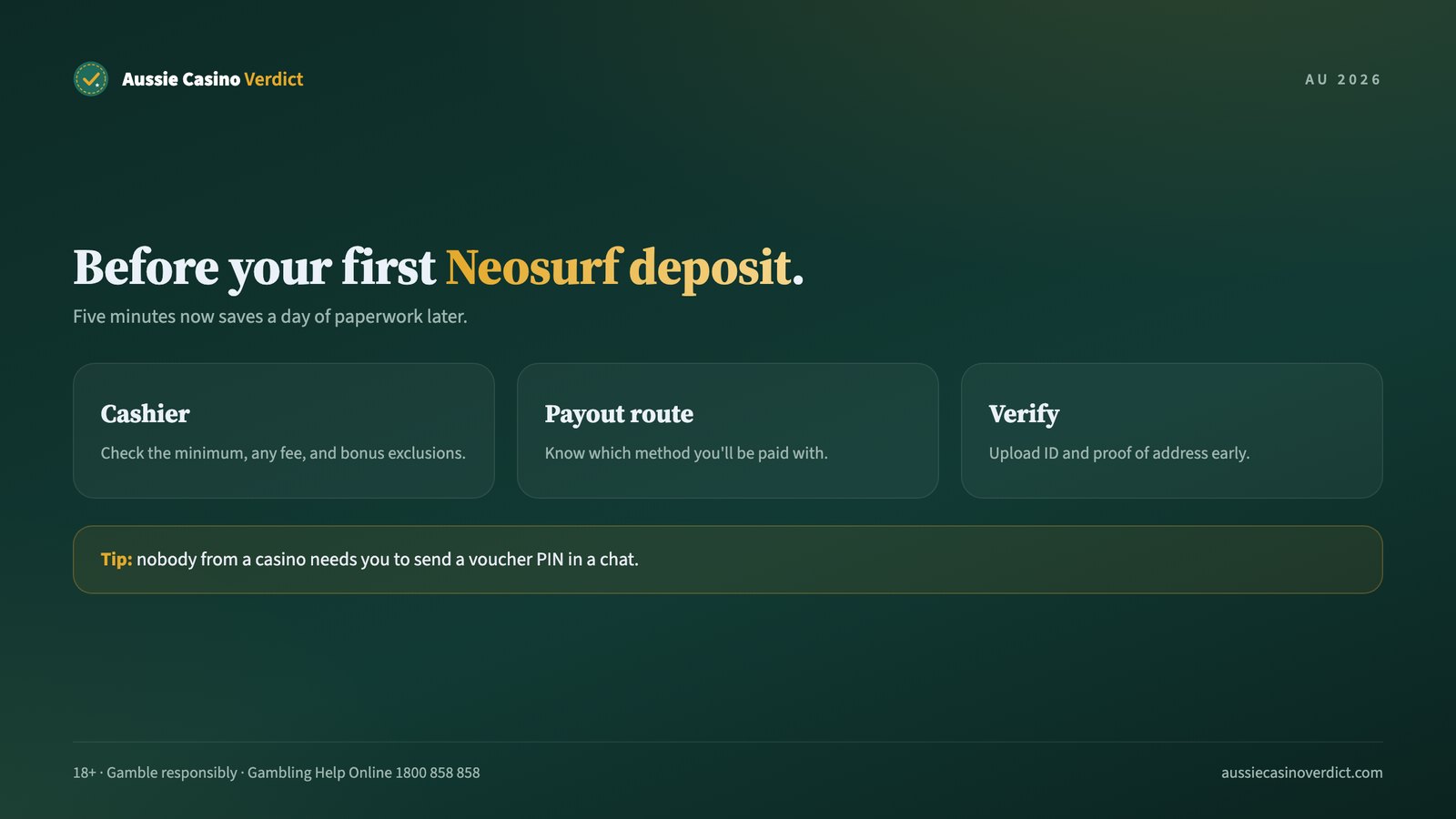Checklist before your first Neosurf deposit at an online casino