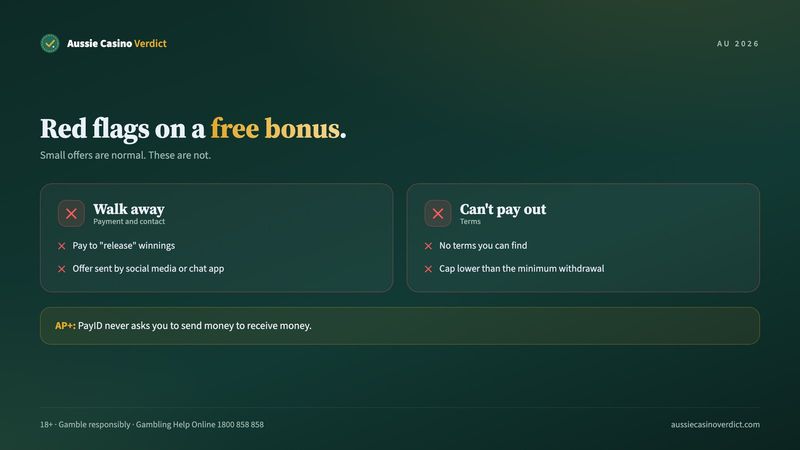 Red flags on an Australian casino no deposit bonus offer